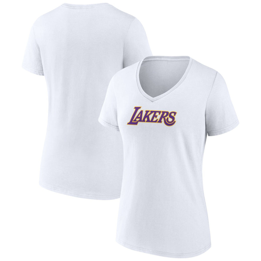 White Los Angeles Lakers Women's Wordmark Home V-Neck T-Shirt | NBA