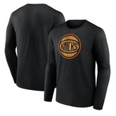 Black New York Knicks Hardwood Long Sleeve T-Shirt | NBA