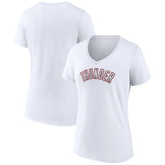 White Oklahoma City Thunder Women's Alternate Logo V-Neck T-Shirt | NBA