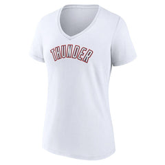 White Oklahoma City Thunder Women's Alternate Logo V-Neck T-Shirt | NBA