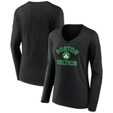 Black Boston Celtics Women's Overtime V-Neck Long Sleeve T-Shirt | NBA
