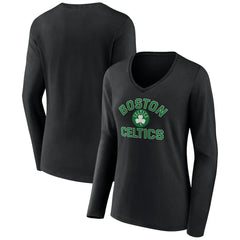 Black Boston Celtics Women's Overtime V-Neck Long Sleeve T-Shirt | NBA