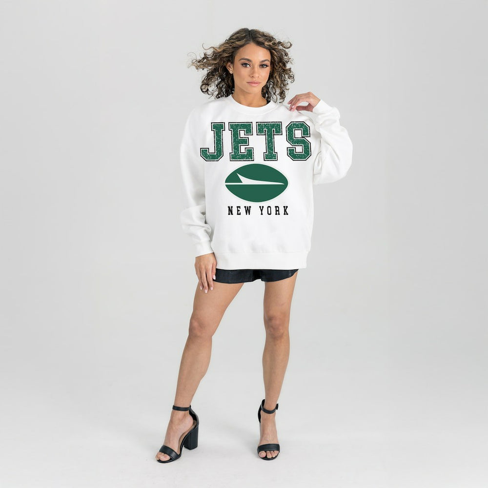 New York Jets Gameday Couture Women's Sunday Drives Oversized Crewneck Pullover Sweatshirt | NFL Discount