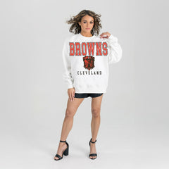 Cleveland Browns Gameday Couture Women's Sunday Drives Oversized Pullover Sweatshirt | NFL Discount