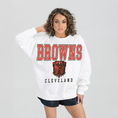 Cleveland Browns Gameday Couture Women's Sunday Drives Oversized Pullover Sweatshirt | NFL Discount