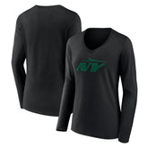New York Jets Women's Secondary Logo Long Sleeve V-Neck T-Shirt | NFL Outlet
