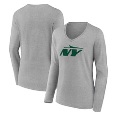 New York Jets Women's Secondary Logo Long Sleeve V-Neck T-Shirt | NFL On sale