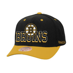 Boston Bruins Mitchell & Ness Backside Script 2-Tone Pro Crown Adjustable Hat - NHL Hats