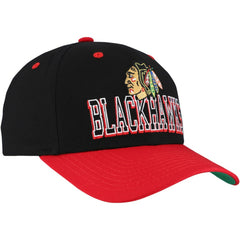 Chicago Blackhawks Mitchell & Ness Backside Script Two-Tone Pro Crown Adjustable Hat - NHL Hats