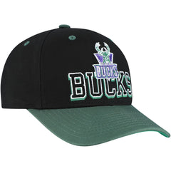 Black/Hunter Green Milwaukee Bucks Backside Script Two-Tone Pro Crown Adjustable Hat | NBA