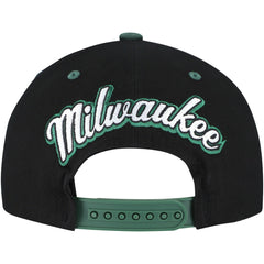 Black/Hunter Green Milwaukee Bucks Backside Script Two-Tone Pro Crown Adjustable Hat | NBA