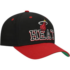 Black/Red Miami Heat Backside Script Two-Tone Pro Crown Adjustable Hat | NBA