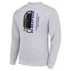 Baltimore Ravens Starter Half Helmet Team Graphic Tri-Blend Fleece Pullover Sweatshirt | NFL Discount