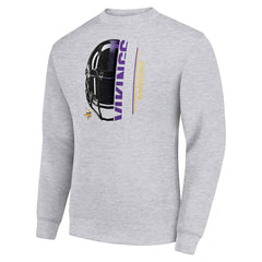 Minnesota Vikings Starter Half Helmet Team Graphic Tri-Blend Fleece Pullover Sweatshirt | NFL New