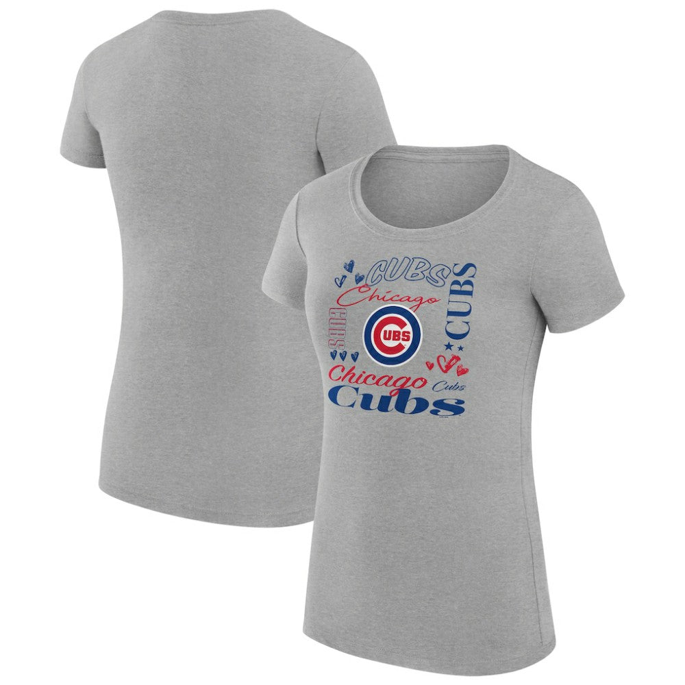 Chicago Cubs G-III 4Her by Carl Banks Women's Super-Slim Fit Lightweight Collage Team Graphic Crew Neck T-Shirt - MLB T-shirts