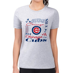 Chicago Cubs G-III 4Her by Carl Banks Women's Super-Slim Fit Lightweight Collage Team Graphic Crew Neck T-Shirt - MLB T-shirts