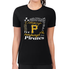 Pittsburgh Pirates G-III 4Her by Carl Banks Women's Super-Slim Fit Lightweight Collage Team Graphic Crew Neck T-Shirt - MLB T-shirts