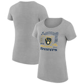 Milwaukee Brewers G-III 4Her by Carl Banks Women's Super-Slim Fit Lightweight Collage Team Graphic Crew Neck T-Shirt - MLB T-shirts