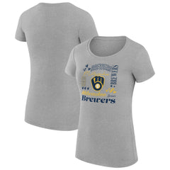 Milwaukee Brewers G-III 4Her by Carl Banks Women's Super-Slim Fit Lightweight Collage Team Graphic Crew Neck T-Shirt - MLB T-shirts