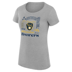 Milwaukee Brewers G-III 4Her by Carl Banks Women's Super-Slim Fit Lightweight Collage Team Graphic Crew Neck T-Shirt - MLB T-shirts