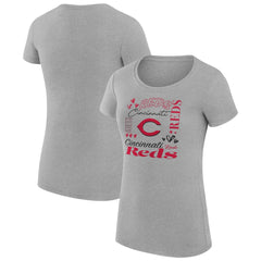 Cincinnati Reds G-III 4Her by Carl Banks Women's Super-Slim Fit Lightweight Collage Team Graphic Crew Neck T-Shirt - MLB T-shirts