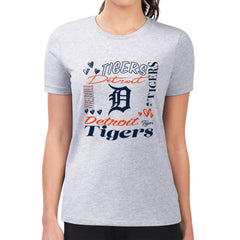 Detroit Tigers G-III 4Her by Carl Banks Women's Super-Slim Fit Lightweight Collage Team Graphic Crew Neck T-Shirt - MLB T-shirts