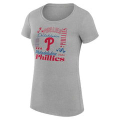 Philadelphia Phillies G-III 4Her by Carl Banks Women's Super-Slim Fit Lightweight Collage Team Graphic Crew Neck T-Shirt - MLB T-shirts