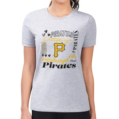 Pittsburgh Pirates G-III 4Her by Carl Banks Women's Super-Slim Fit Lightweight Collage Team Graphic Crew Neck T-Shirt - MLB T-shirts