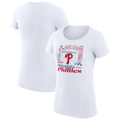 Philadelphia Phillies G-III 4Her by Carl Banks Women's Super-Slim Fit Lightweight Collage Team Graphic Crew Neck T-Shirt - MLB T-shirts