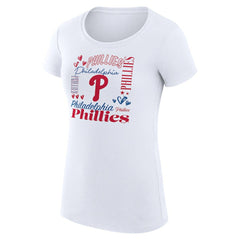 Philadelphia Phillies G-III 4Her by Carl Banks Women's Super-Slim Fit Lightweight Collage Team Graphic Crew Neck T-Shirt - MLB T-shirts