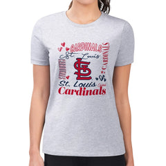 St. Louis Cardinals G-III 4Her by Carl Banks Women's Super-Slim Fit Lightweight Collage Team Graphic Crew Neck T-Shirt - MLB T-shirts