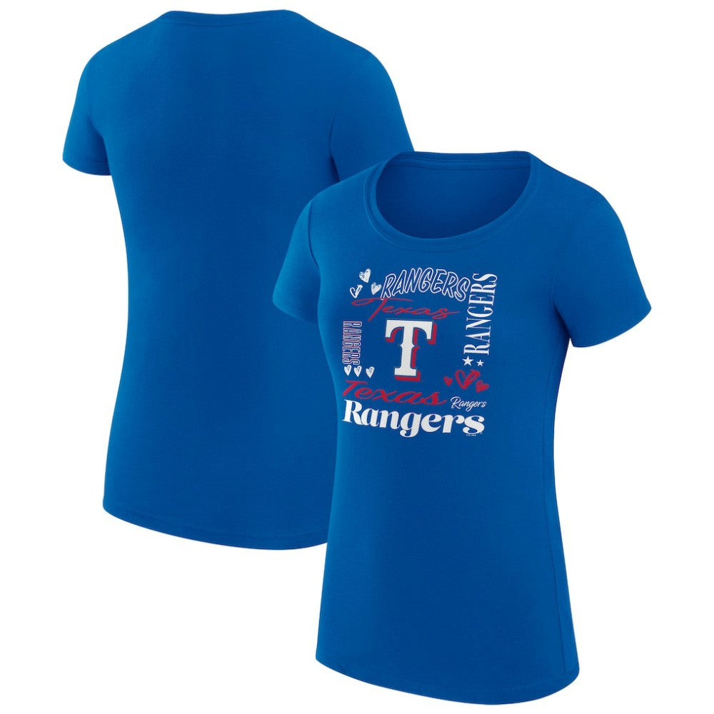 Texas Rangers G-III 4Her by Carl Banks Women's Super-Slim Fit Lightweight Collage Team Graphic Crew Neck T-Shirt - MLB T-shirts