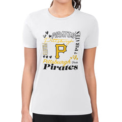Pittsburgh Pirates G-III 4Her by Carl Banks Women's Super-Slim Fit Lightweight Collage Team Graphic Crew Neck T-Shirt - MLB T-shirts