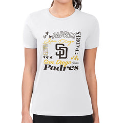 San Diego Padres G-III 4Her by Carl Banks Women's Super-Slim Fit Lightweight Collage Team Graphic Crew Neck T-Shirt - MLB T-shirts