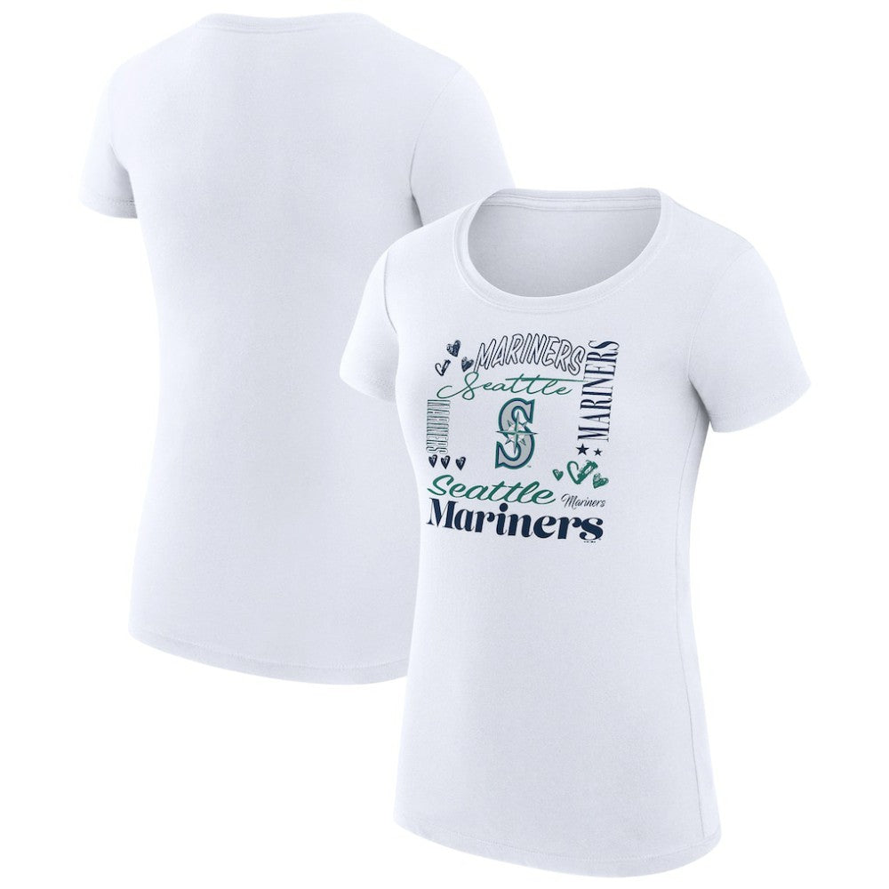 Seattle Mariners G-III 4Her by Carl Banks Women's Super-Slim Fit Lightweight Collage Team Graphic Crew Neck T-Shirt - MLB T-shirts