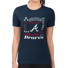 Atlanta Braves G-III 4Her by Carl Banks Women's Super-Slim Fit Lightweight Collage Team Graphic Crew Neck T-Shirt - MLB T-shirts