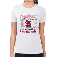 St. Louis Cardinals G-III 4Her by Carl Banks Women's Super-Slim Fit Lightweight Collage Team Graphic Crew Neck T-Shirt - MLB T-shirts
