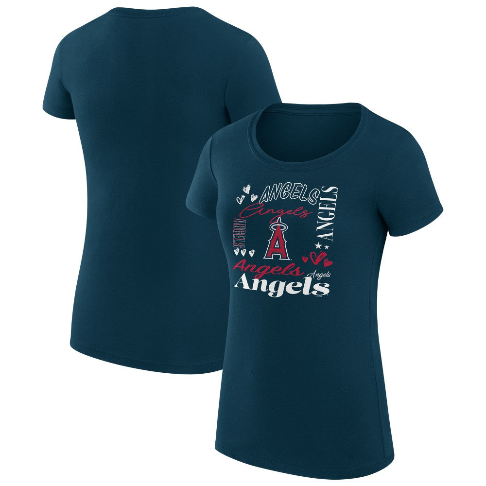 Los Angeles Angels G-III 4Her by Carl Banks Women's Super-Slim Fit Lightweight Collage Team Graphic Crew Neck T-Shirt - MLB T-shirts