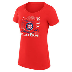 Chicago Cubs G-III 4Her by Carl Banks Women's Super-Slim Fit Lightweight Collage Team Graphic Crew Neck T-Shirt - MLB T-shirts