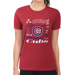 Chicago Cubs G-III 4Her by Carl Banks Women's Super-Slim Fit Lightweight Collage Team Graphic Crew Neck T-Shirt - MLB T-shirts