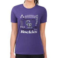 Colorado Rockies G-III 4Her by Carl Banks Women's Super-Slim Fit Lightweight Collage Team Graphic Crew Neck T-Shirt - MLB T-shirts