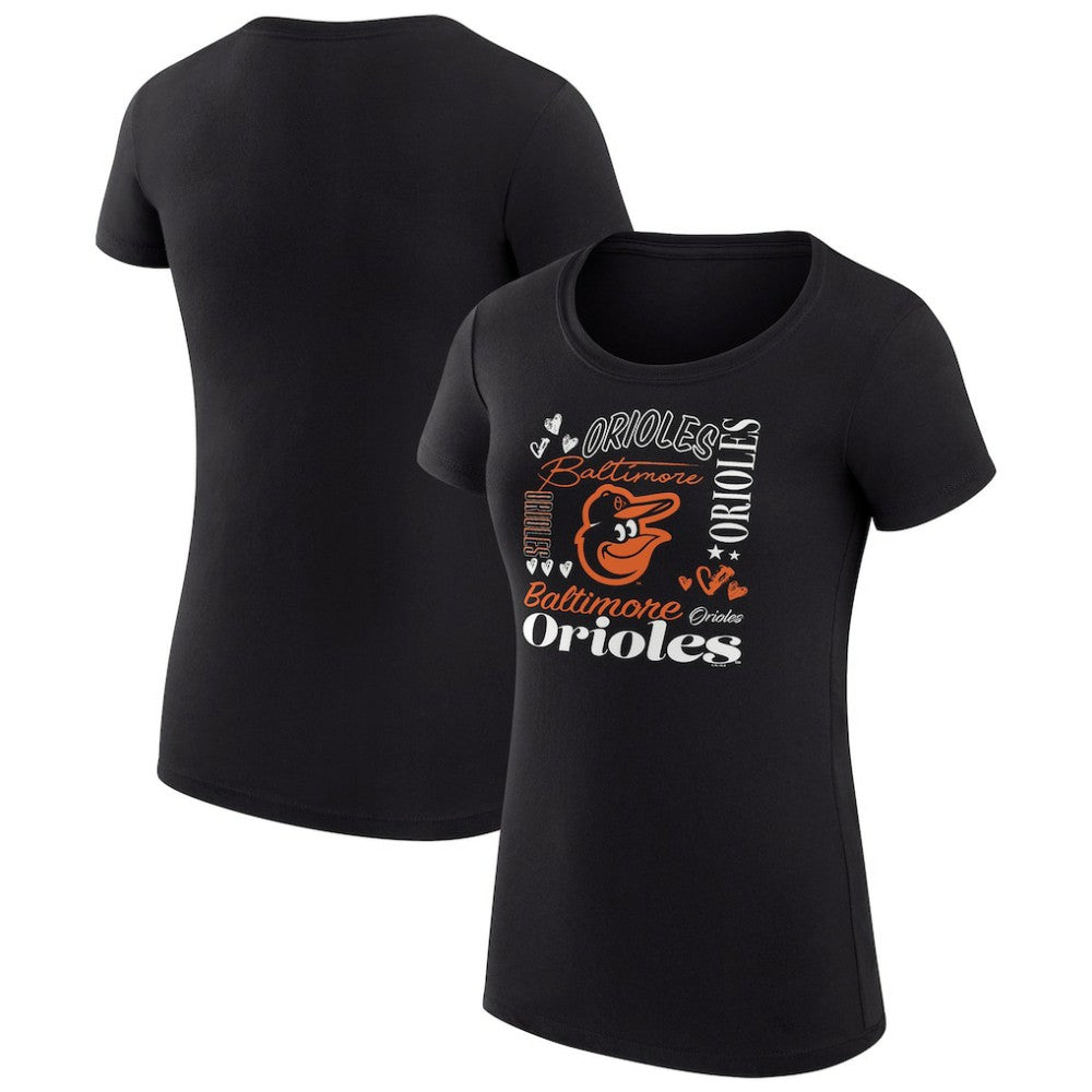 Baltimore Orioles G-III 4Her by Carl Banks Women's Super-Slim Fit Lightweight Collage Team Graphic Crew Neck T-Shirt - MLB T-shirts