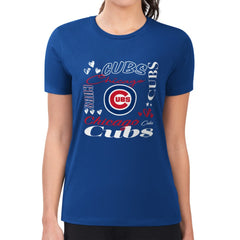 Chicago Cubs G-III 4Her by Carl Banks Women's Super-Slim Fit Lightweight Collage Team Graphic Crew Neck T-Shirt - MLB T-shirts