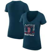 Boston Red Sox G-III 4Her by Carl Banks Women's Super-Slim Fit Lightweight Collage Team Graphic V-Neck T-Shirt - MLB T-shirts