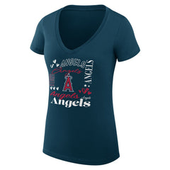Los Angeles Angels G-III 4Her by Carl Banks Women's Super-Slim Fit Lightweight Collage Team Graphic V-Neck T-Shirt - MLB T-shirts
