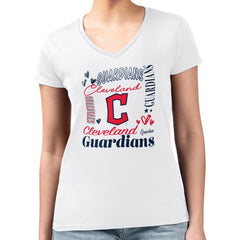 Cleveland Guardians G-III 4Her by Carl Banks Women's Super-Slim Fit Lightweight Collage Team Graphic V-Neck T-Shirt - MLB T-shirts