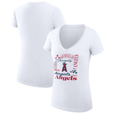 Los Angeles Angels G-III 4Her by Carl Banks Women's Super-Slim Fit Lightweight Collage Team Graphic V-Neck T-Shirt - MLB T-shirts