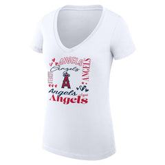 Los Angeles Angels G-III 4Her by Carl Banks Women's Super-Slim Fit Lightweight Collage Team Graphic V-Neck T-Shirt - MLB T-shirts