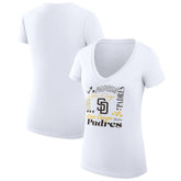 San Diego Padres G-III 4Her by Carl Banks Women's Super-Slim Fit Lightweight Collage Team Graphic V-Neck T-Shirt - MLB T-shirts