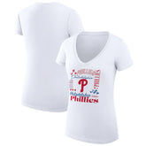 Philadelphia Phillies G-III 4Her by Carl Banks Women's Super-Slim Fit Lightweight Collage Team Graphic V-Neck T-Shirt - MLB T-shirts